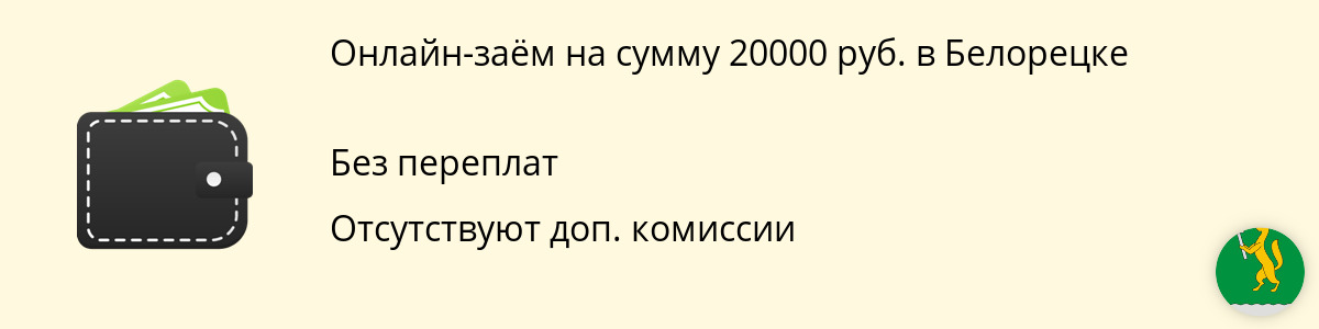 Займ на 20 тыс. руб. в Белорецке