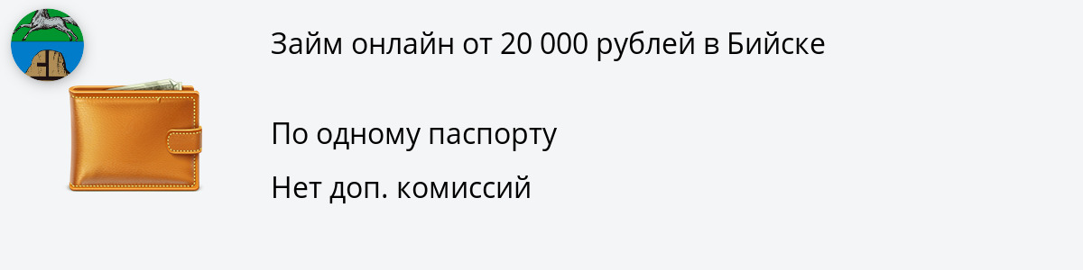 Заём онлайн от 20 тысяч рублей в Бийске