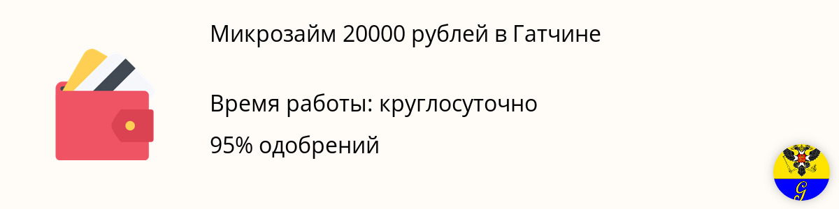 Займ онлайн на 20 тысяч рублей в Гатчине