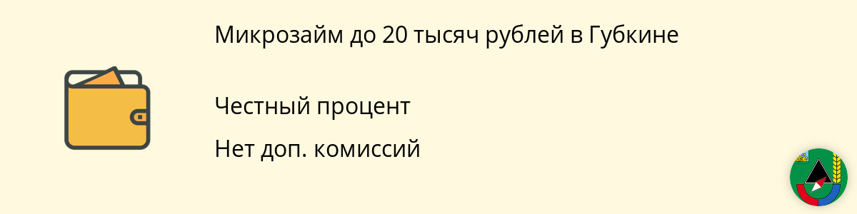 Онлайн-займ от 20 тыс. руб. в Губкине