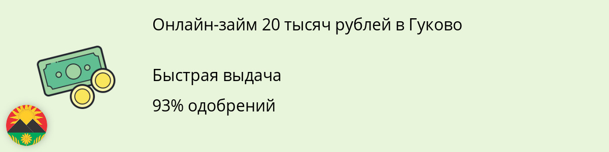 Онлайн-займ до 20000 руб. в Гуково