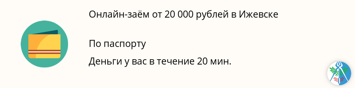 Заём онлайн 20 тысяч руб. в Ижевске