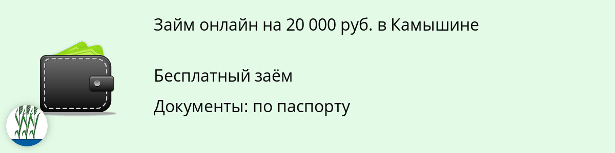 Займ на сумму 20 тыс. рублей в Камышине