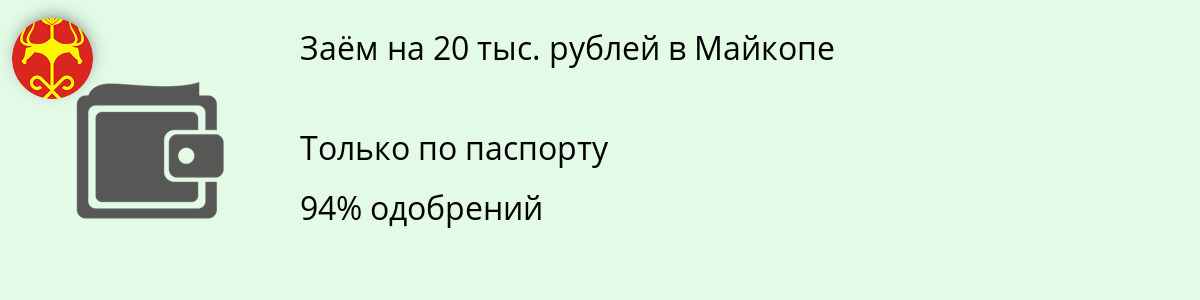 Займ онлайн в размере 20 тыс. рублей в Майкопе