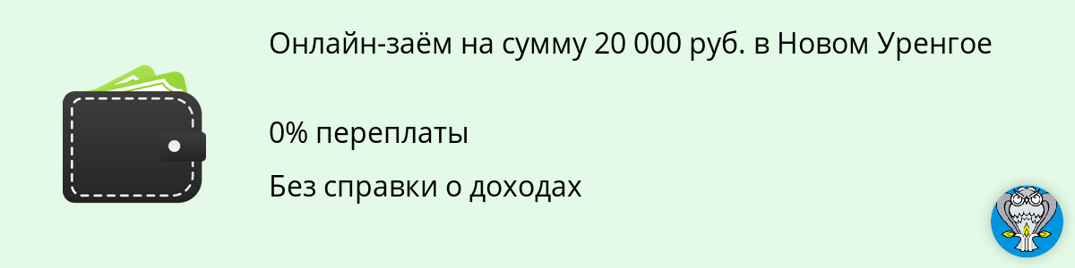 Займ онлайн до 20 тыс. руб. в Новом Уренгое