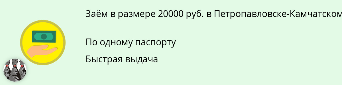 Онлайн-заём в размере 20 тысяч рублей в Петропавловске-Камчатском