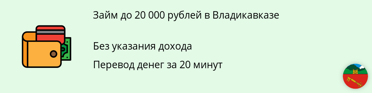 Займ онлайн до 20 тыс. руб. в Владикавказе